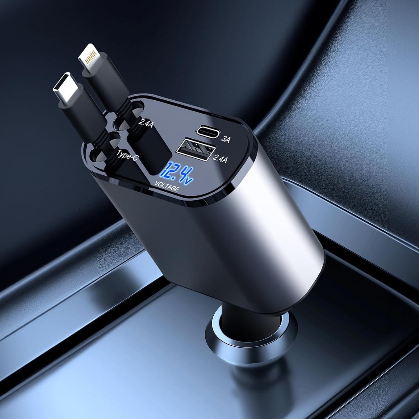 VoltCharge™ – Schnellladegerät für Autos mit dualen intelligenten USB-Anschlüssen 4-in-1