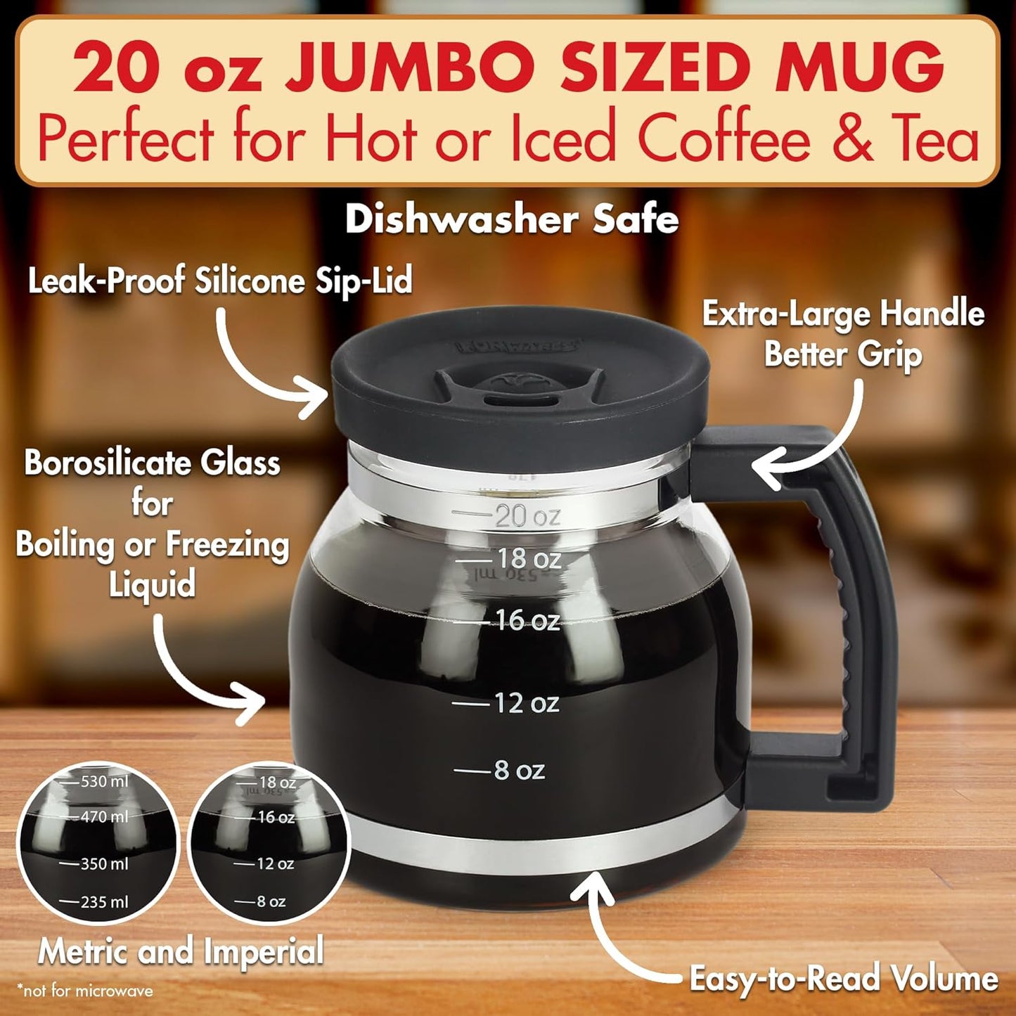 BrewEra™ Retro Glas Kaffeetasse