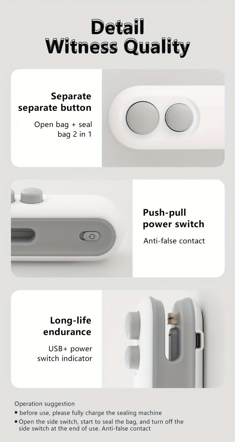 2-in-1 Bag Sealer – Portable & Rechargeable