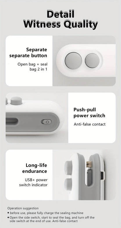 2-in-1 Bag Sealer – Portable & Rechargeable