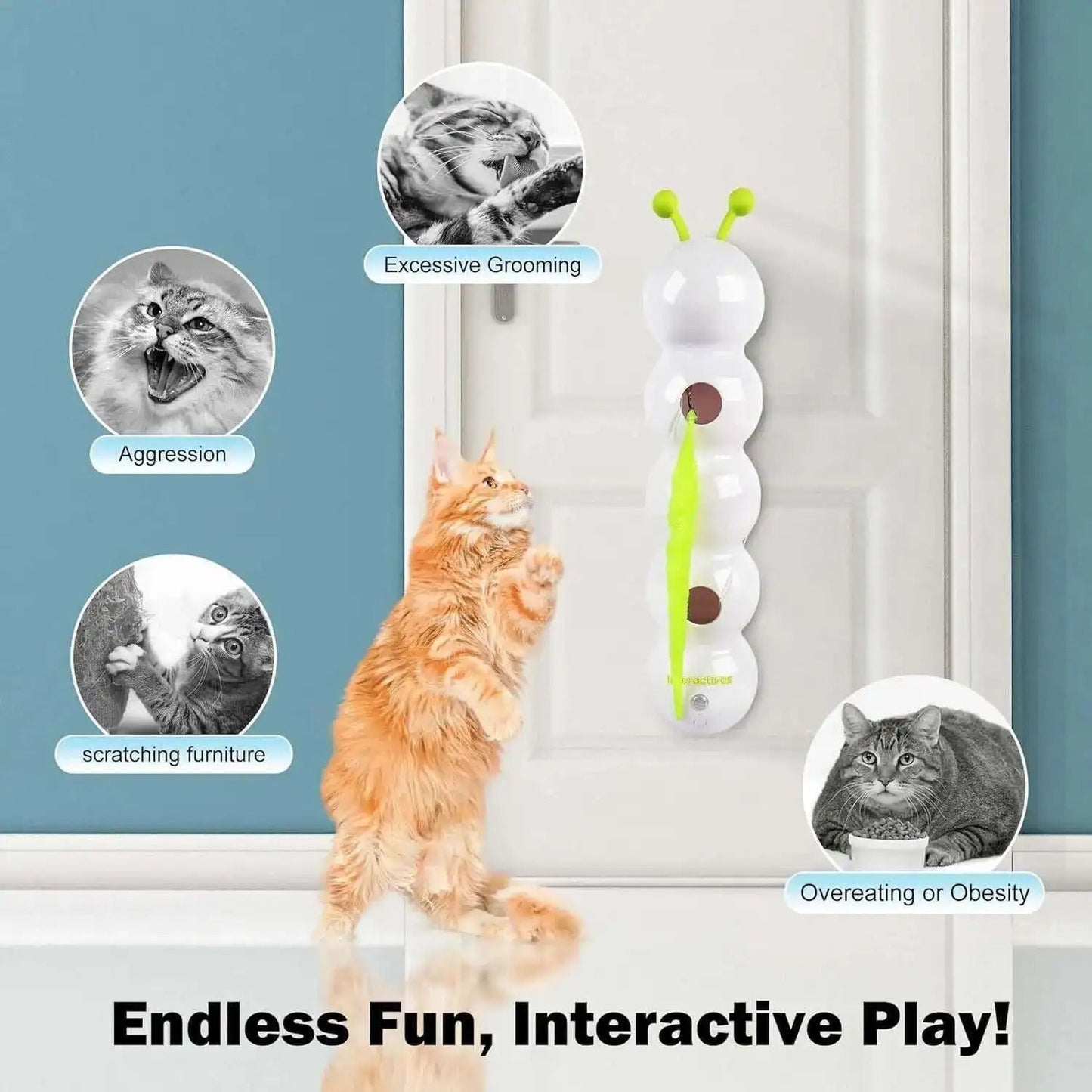 PurrWhirl™ – Interaktives Katzenspielzeug mit realistischer Wurmbewegung